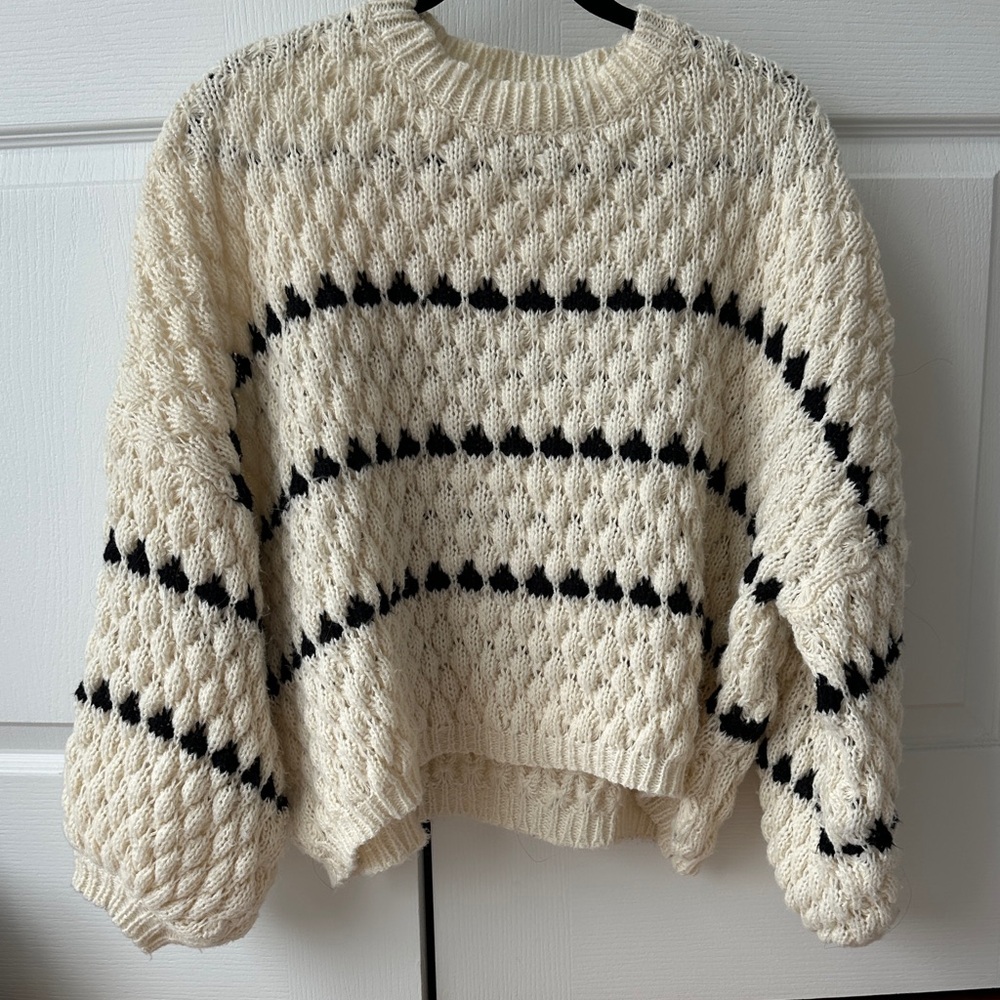 Pink Martini Cream and Black Textured Sweater